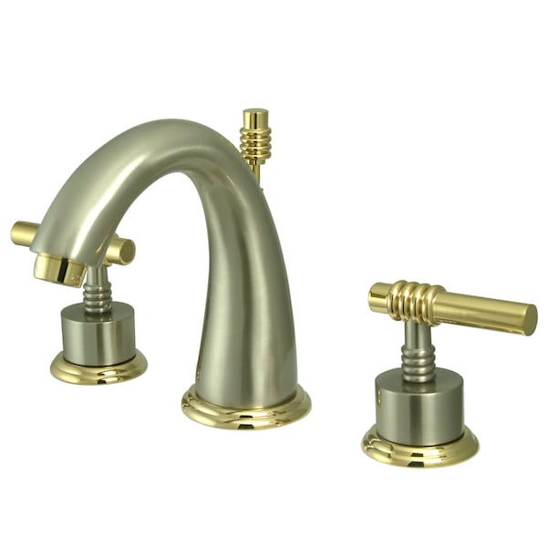 8" Widespread Bathroom Fct, Brushed Nickel/Polished Brass